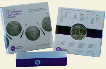 Silber Euromünze Finnland Case 2013 Case Frans Eemil Sillanpää