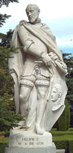 Statue of Philip II at the Sabatini Gardens in Madrid Statue of Philip II at the Sabatini Gardens in Madrid